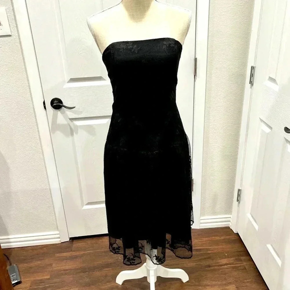 Gunne Sax Jessica McClintock Vintage black Lace Strapless Dress size9 Pr…❤️ - Picture 3 of 14
